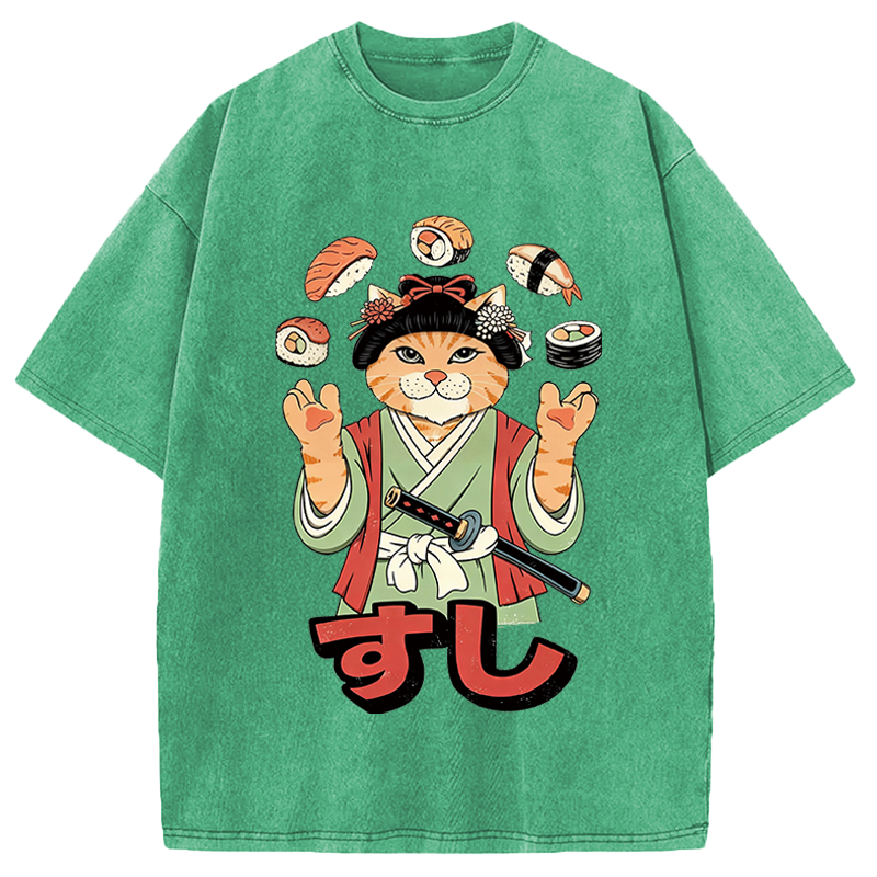 Modecanvas JUGGLING SUSHI DTG Printing Washed T-Shirt