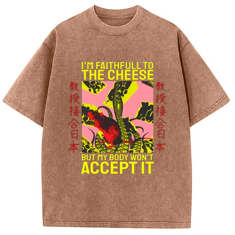 Modecanvas Lactose Intolerant Funny Rat Washed T-Shirt