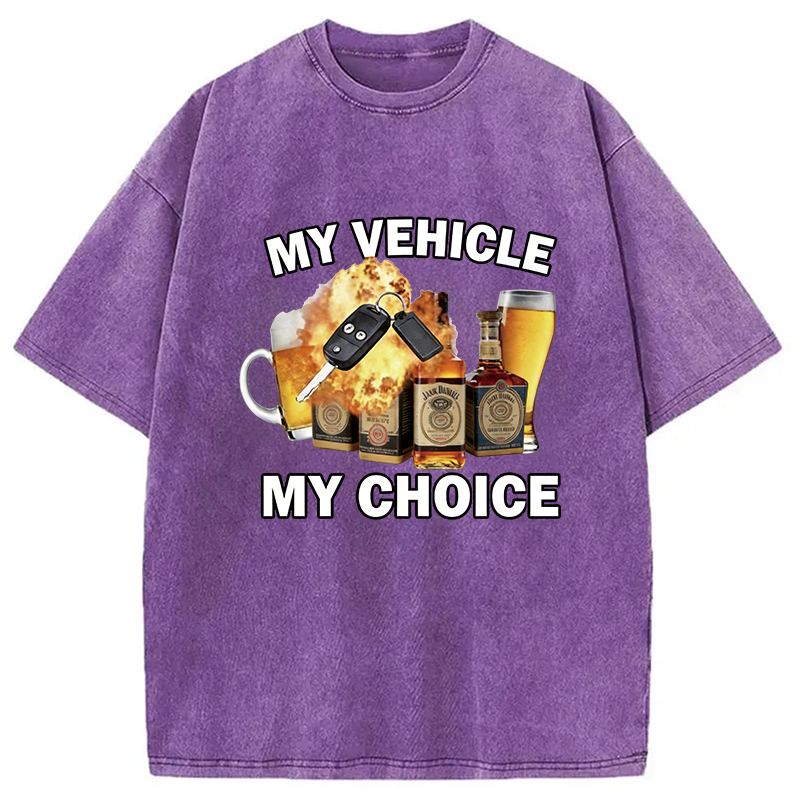 Modecanvas My Vehicle My Choice Beer DTG Printing Washed T-Shirt