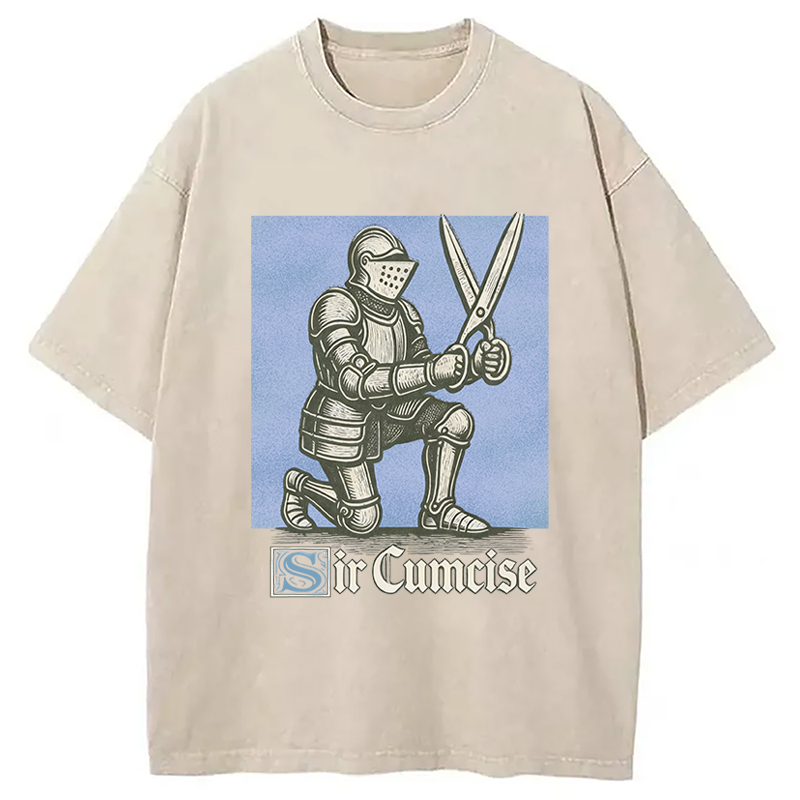 Modecanvas Funny Knight Meme DTG Printing Washed T-Shirt
