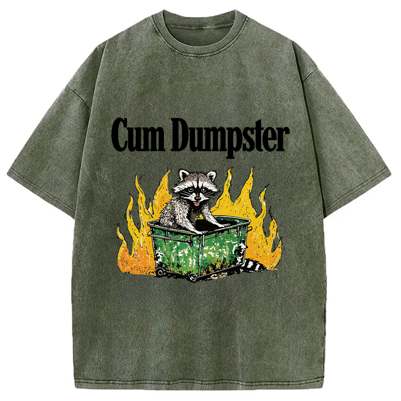 Modecanvas Cum Dumpster Raccoon DTG Printing Washed T-Shirt