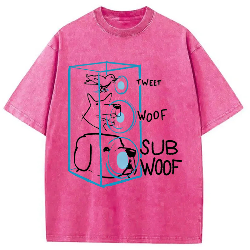 Modecanvas Subwoof Funny DTG Printing Washed T-Shirt