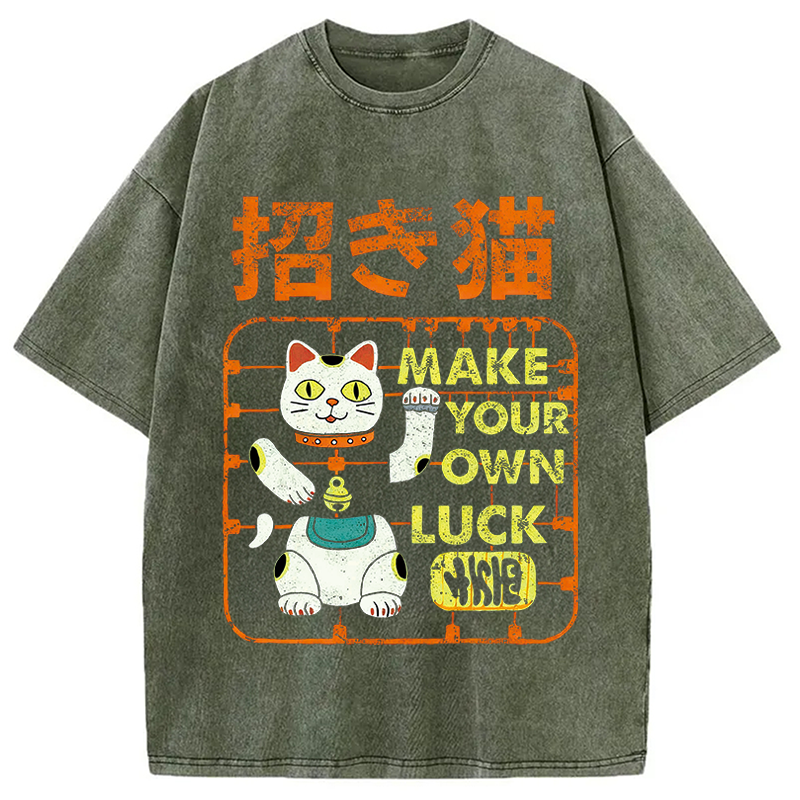 Modecanvas Make your own luck DTG Printing Washed T-Shirt