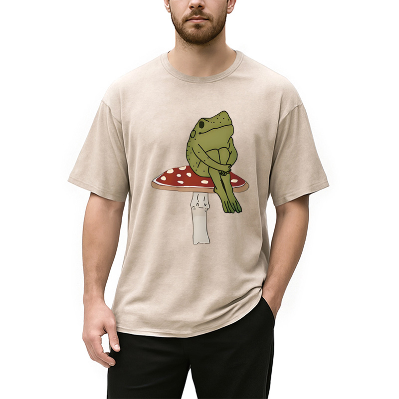 Modecanvas Frog on Mushroom Washed T-Shirt