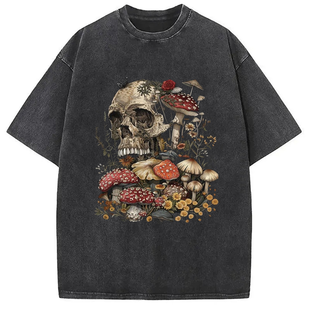 Modecanvas Skull Mushroom Goblincore Washed T-Shirt