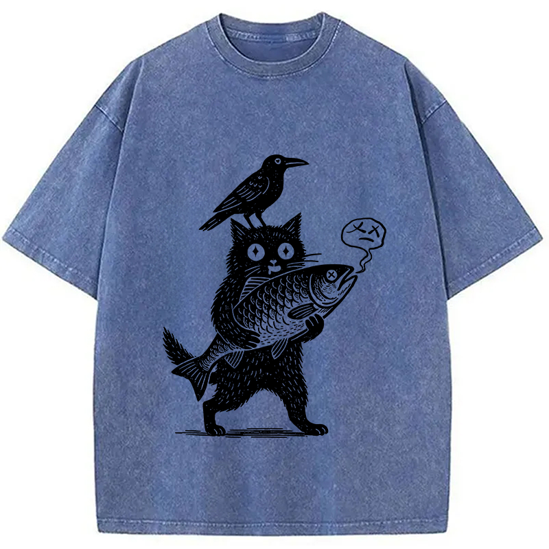 Modecanvas Black Animals Washed T-Shirt