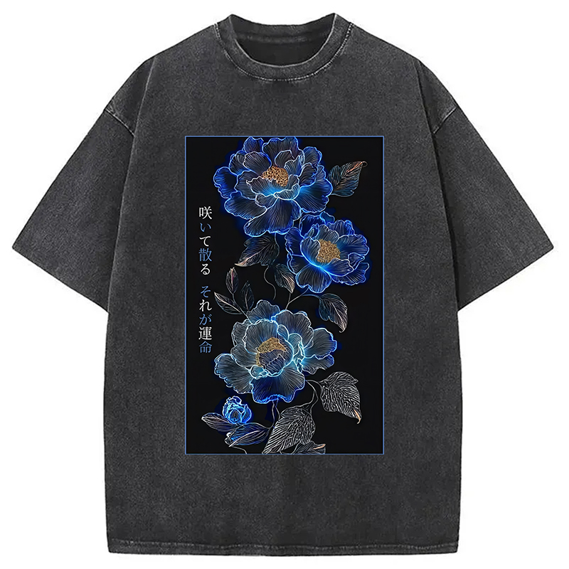 Modecanvas The Sea Of Flowers In The Darkness Washed T-Shirt