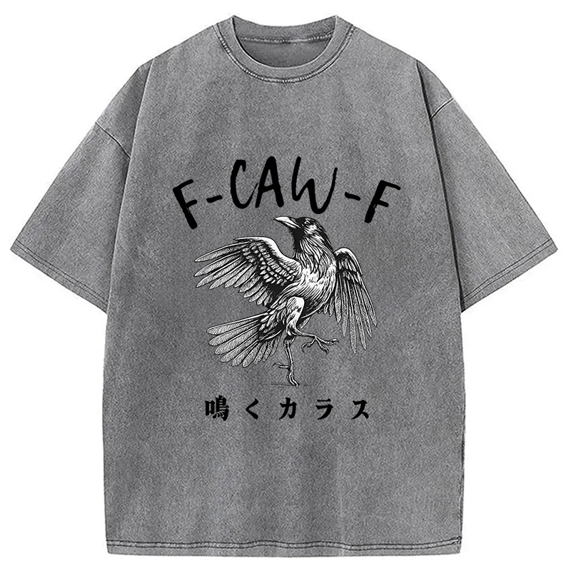 Modecanvas Funny Crow Washed T-Shirt-modecanvas