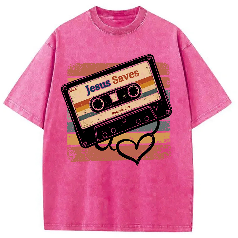 Modecanvas Jesus Saves DTG Printing Washed T-Shirt