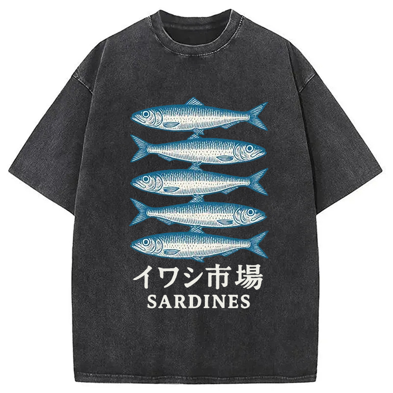Modecanvas Japanese Sardines Market Washed T-Shirt