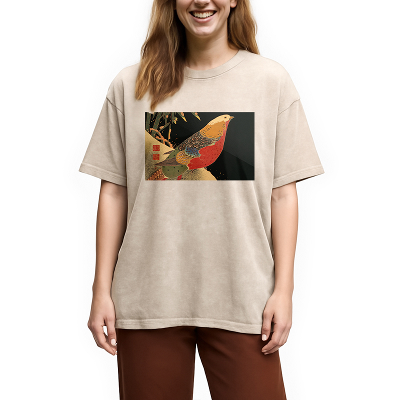 Modecanvas Golden Pheasant in the Snow Washed T-Shirt