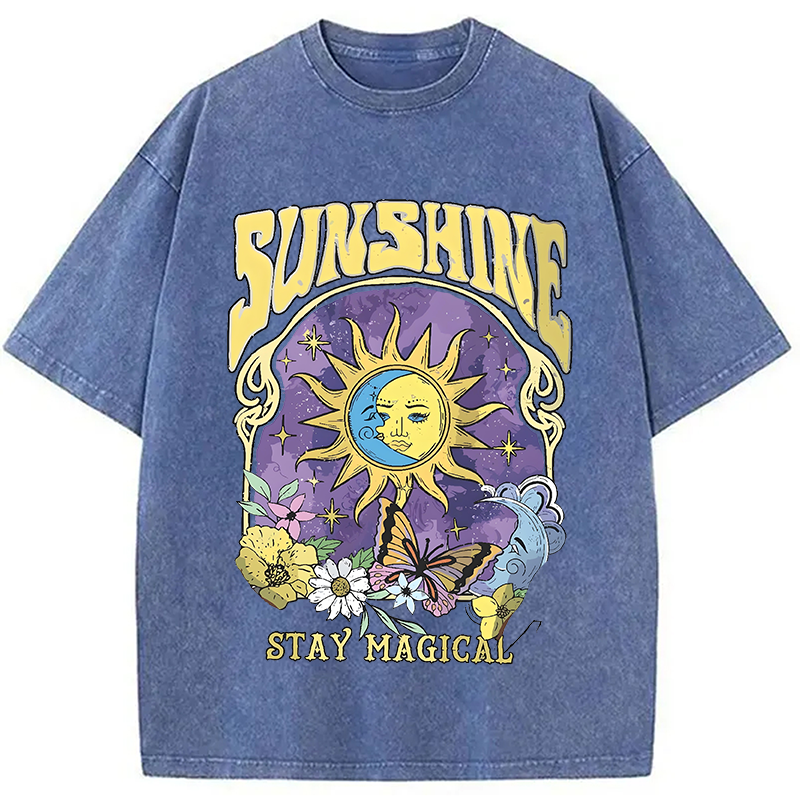 Modecanvas Sunshine Stay Magical Washed T-Shirt