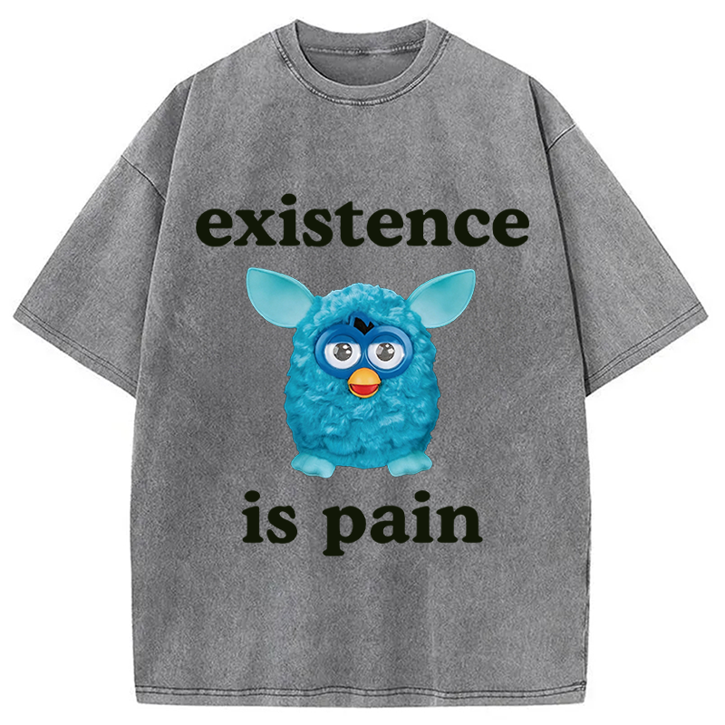 Modecanvas Existence Is Pain DTG Printing Washed T-Shirt