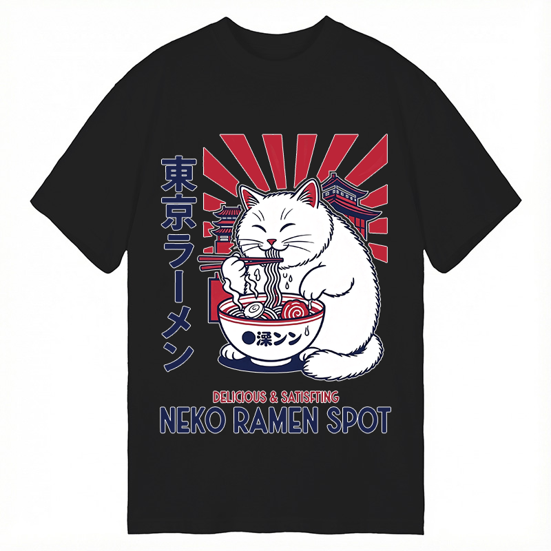Modecanvas Neko Ramen Spot DTG Printing Classic T-Shirt-modecanvas