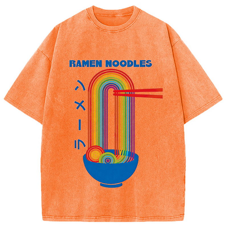 Modecanvas Ramen Rainbow DTG Printing Washed T-Shirt
