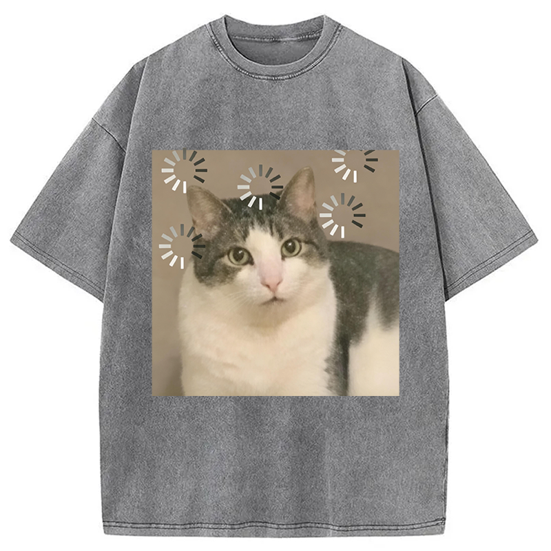 Modecanvas Cat Reload The Brain DTG Printing Washed T-Shirt