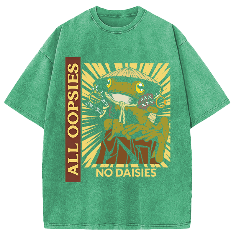 Modecanvas All Oopsies No Daisies Samurai Warrior Frog DTG Printing Washed T-Shirt