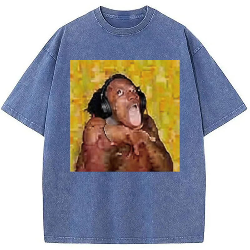 Modecanvas Funny Brainrot Reaction Meme DTG Printing Washed T-Shirt