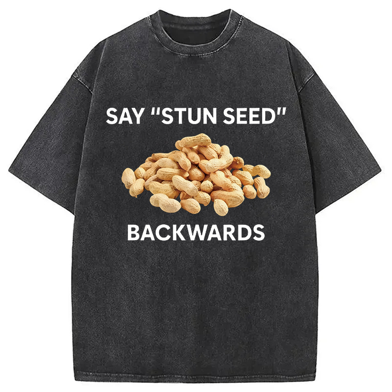 Modecanvas Say Stun Seed Backwards DTG Printing Washed T-Shirt