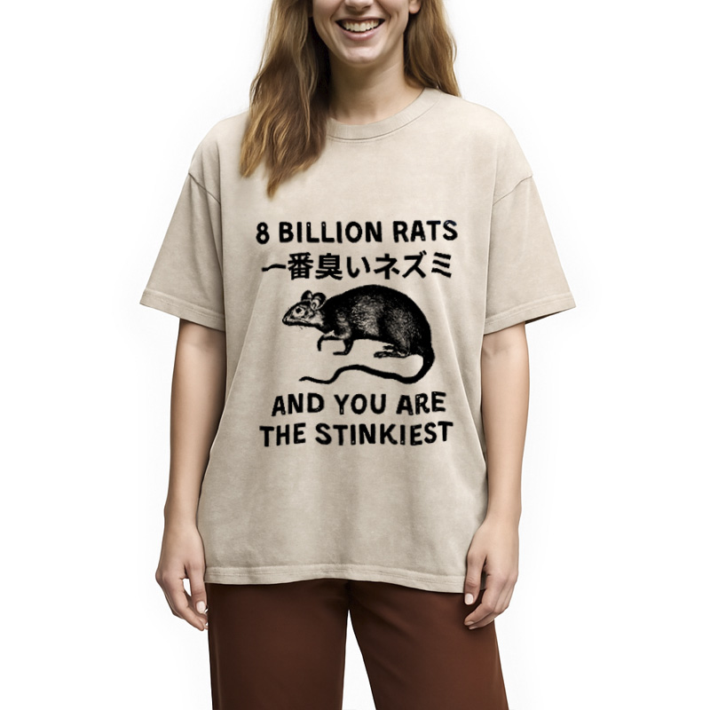 Modecanvas Funny Japanese Rat Washed T-Shirt