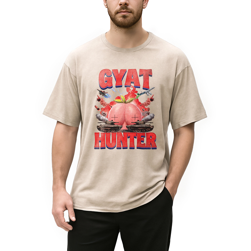 Modecanvas Gyat Hunter DTG Printing Washed T-Shirt
