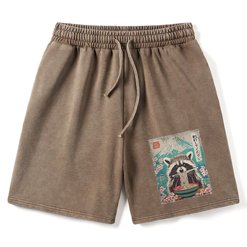 Modecanvas Please Give Raccoon A Discount Washed Short