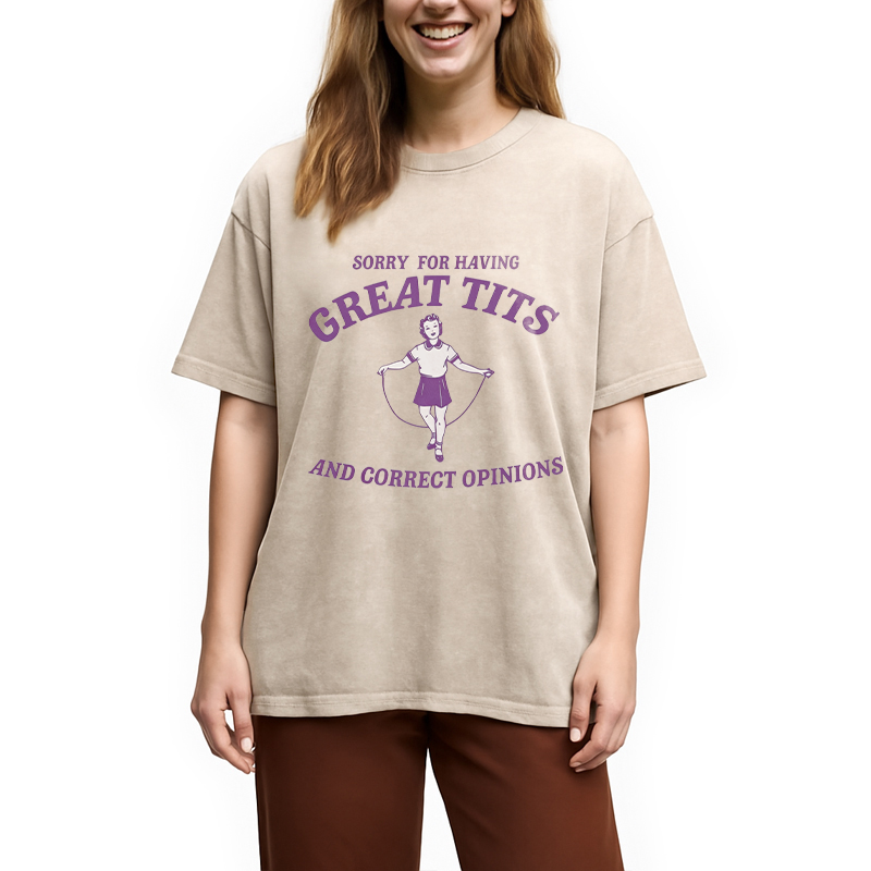 Modecanvas Sorry For Having Great Tits Washed T-Shirt
