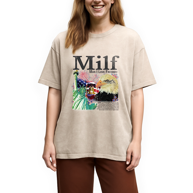 Modecanvas Man I Love Freedom DTG Printing Washed T-Shirt