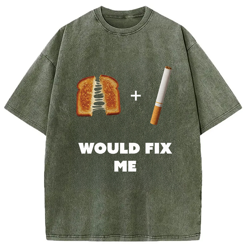 Modecanvas Grilled Cheese And Cigarette Meme DTG Printing Washed T-Shirt