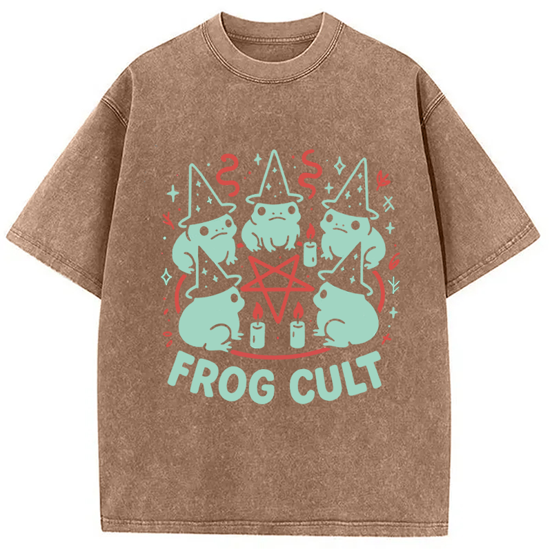 Modecanvas Frog Cult Meme DTG Printing Washed T-Shirt