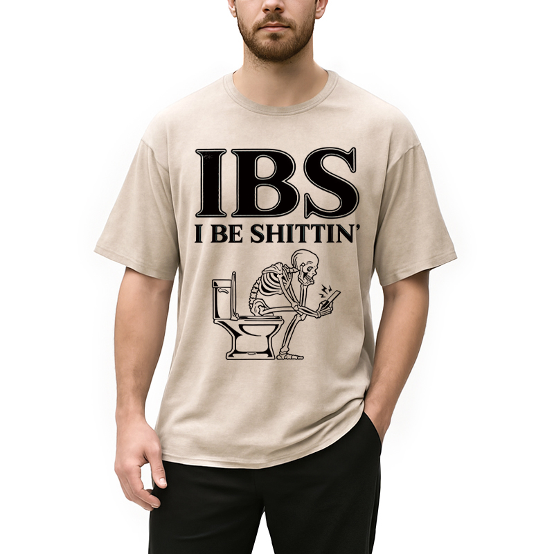Modecanvas IBS Skeleton Meme DTG Printing Washed T-Shirt