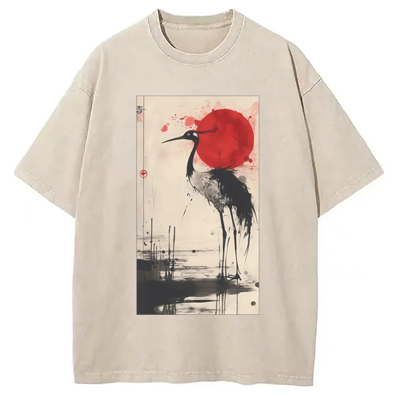 Modecanvas Japanese Crane Washed T-Shirt