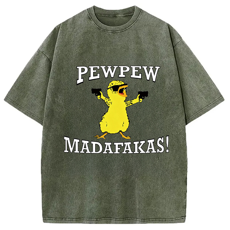 Modecanvas PEW PEW Duck DTG Printing Washed T-Shirt