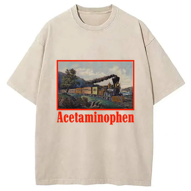 Modecanvas Acetaminophen Funny Meme Washed T-Shirt