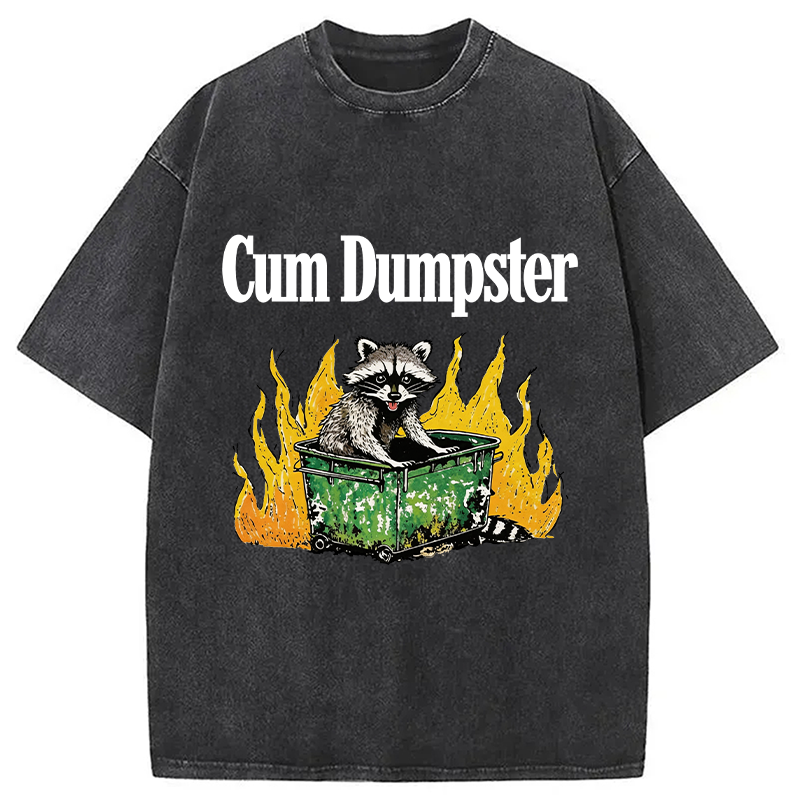 Modecanvas Cum Dumpster Raccoon DTG Printing Washed T-Shirt