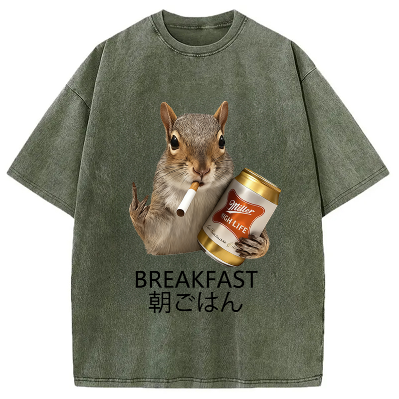 Modecanvas Funny Breakfast Washed T-Shirt