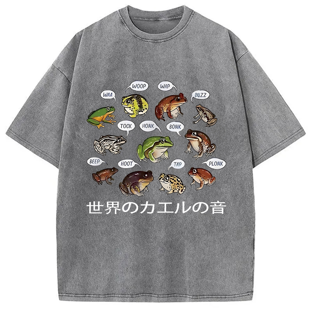 Modecanvas Frog Sounds From Around The World Washed T-Shirt
