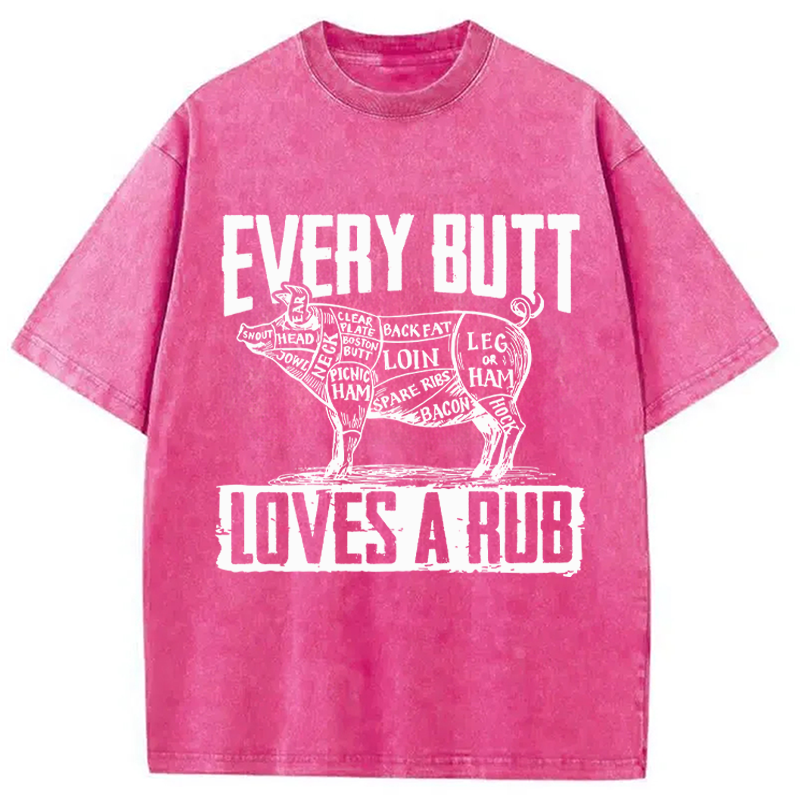 Modecanvas BBQ Pork Butt Rub Funny DTG Printing Washed T-Shirt