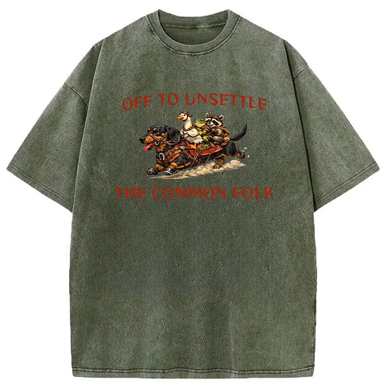 Modecanvas Chaotic Animal Meme DTG Printing Washed T-Shirt