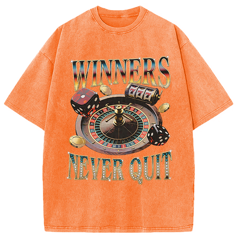 Modecanvas Winners Never Quit DTG Printing Washed T-Shirt