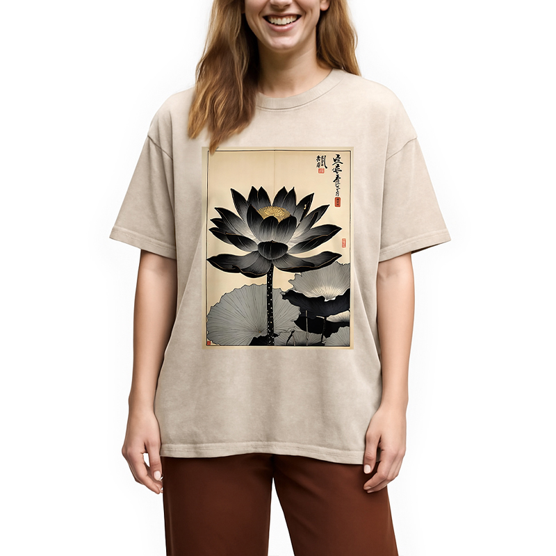 Modecanvas Japanese Black Lotus Washed T-Shirt