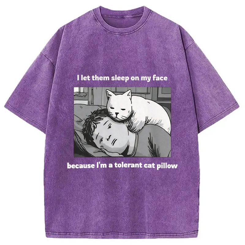 Modecanvas Funny Cat Servant DTG Printing Washed T-Shirt