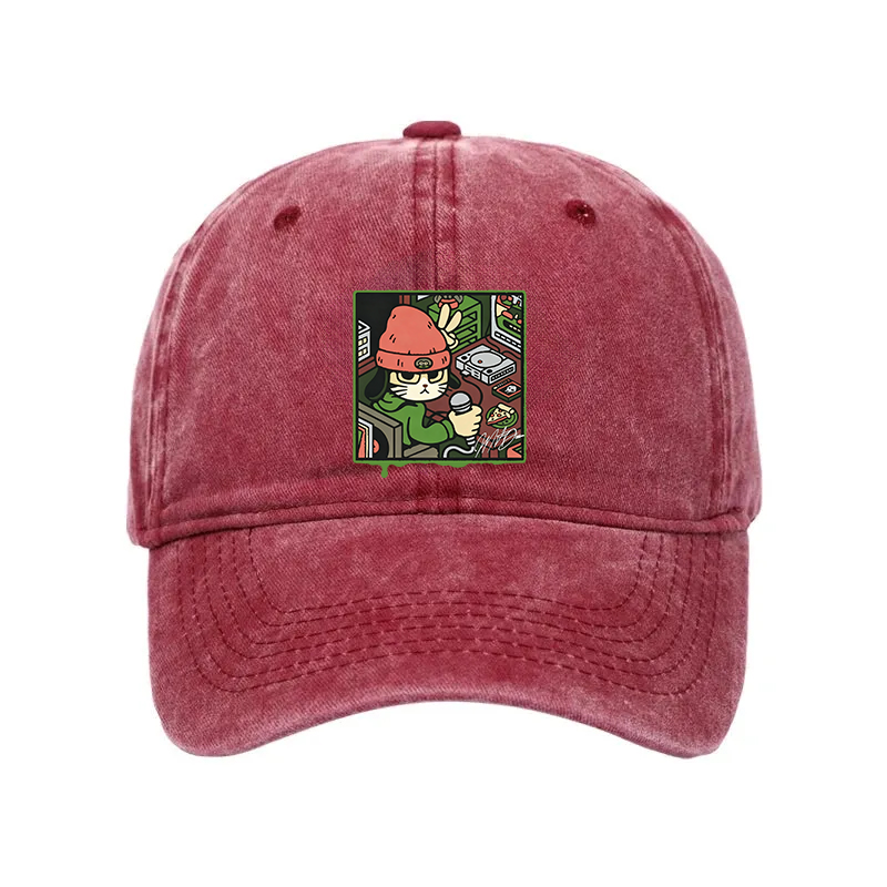 Modecanvas Rapper Cat Washed Cap-modecanvas
