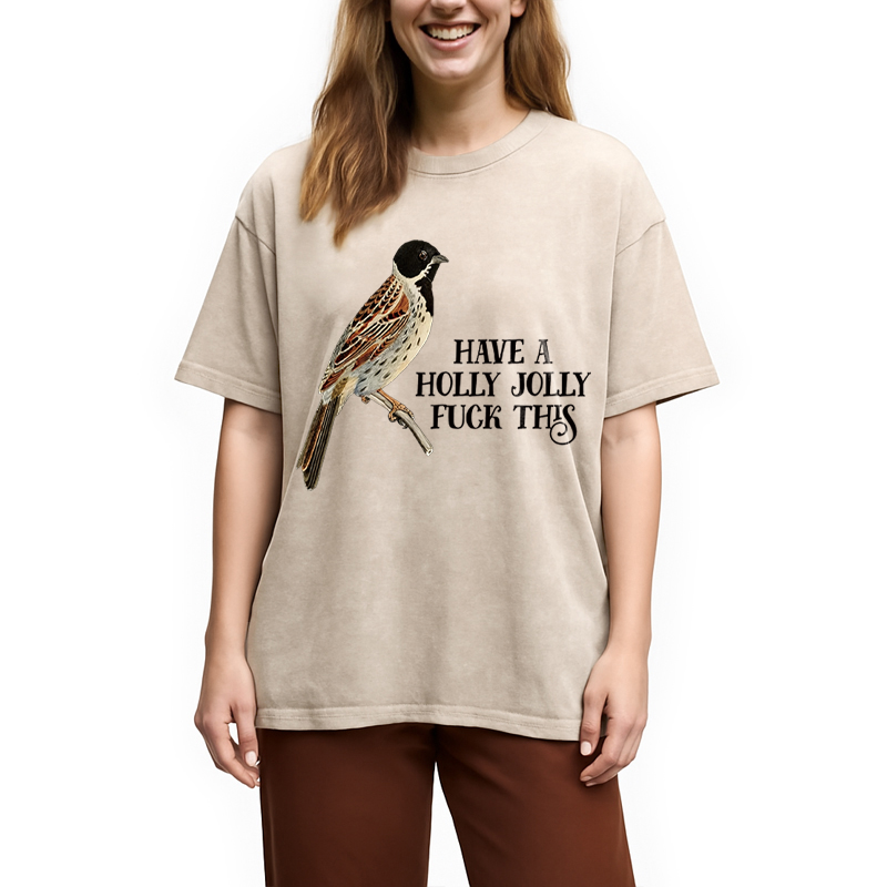 Modecanvas Have a Holly Jolly DTG Printing Washed T-Shirt