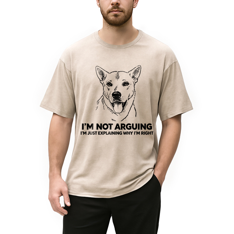 Modecanvas Stubborn Dog Defending His Point DTG Printing Washed T-Shirt