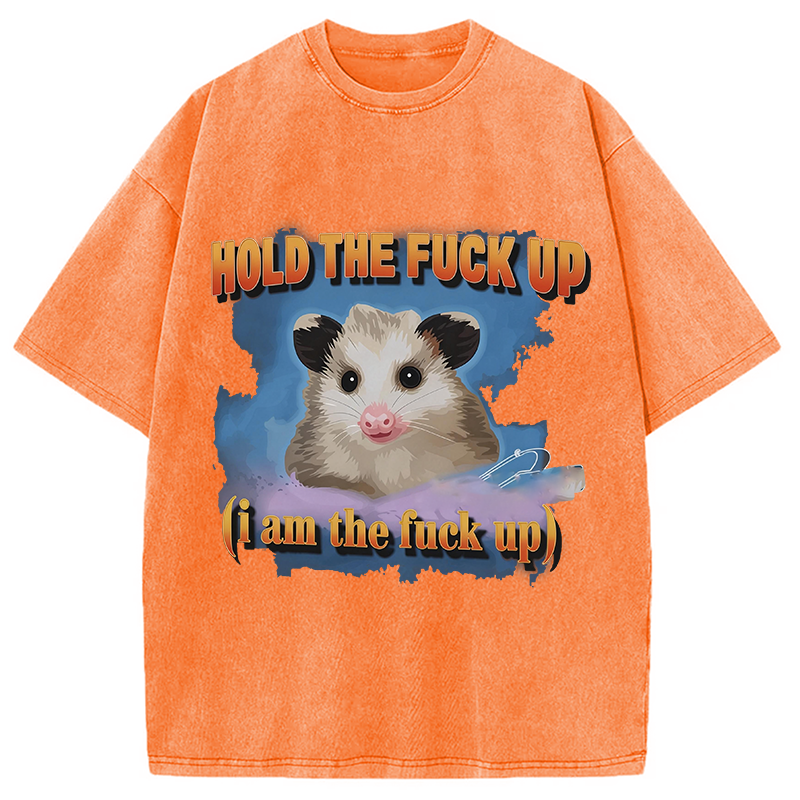 Modecanvas Hold The Possum Up DTG Printing Washed T-Shirt