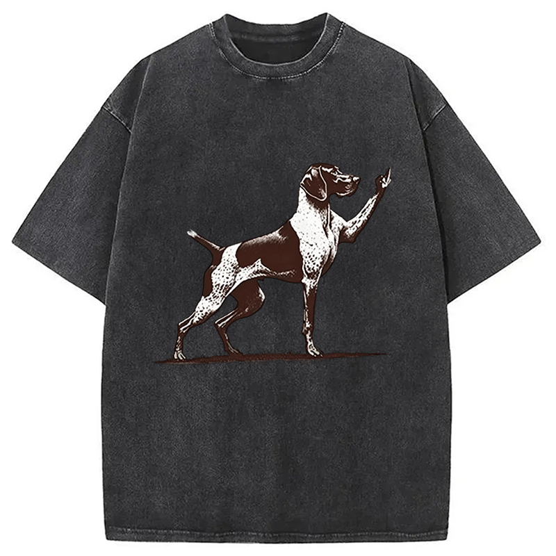 Modecanvas Rude Pointer Dog DTG Printing Washed T-Shirt