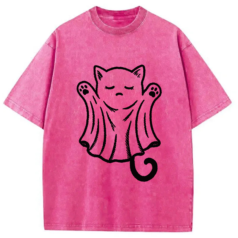 Modecanvas Cat Ghost Washed T-Shirt