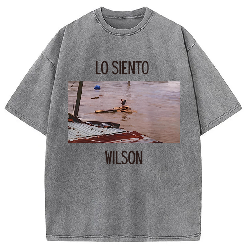 Modecanvas Wilson Chicken Meme DTG Printing Washed T-Shirt