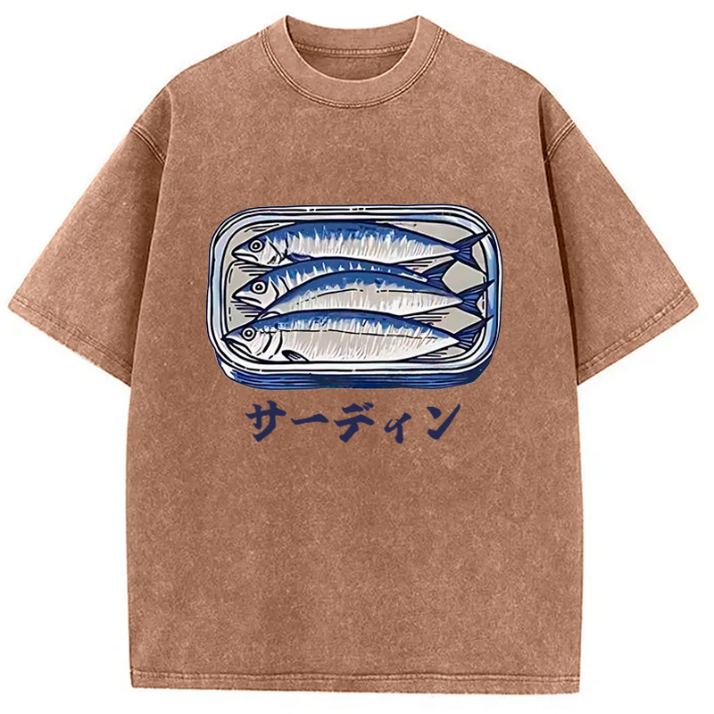 Modecanvas Sardines Can Vintage Washed T-Shirt